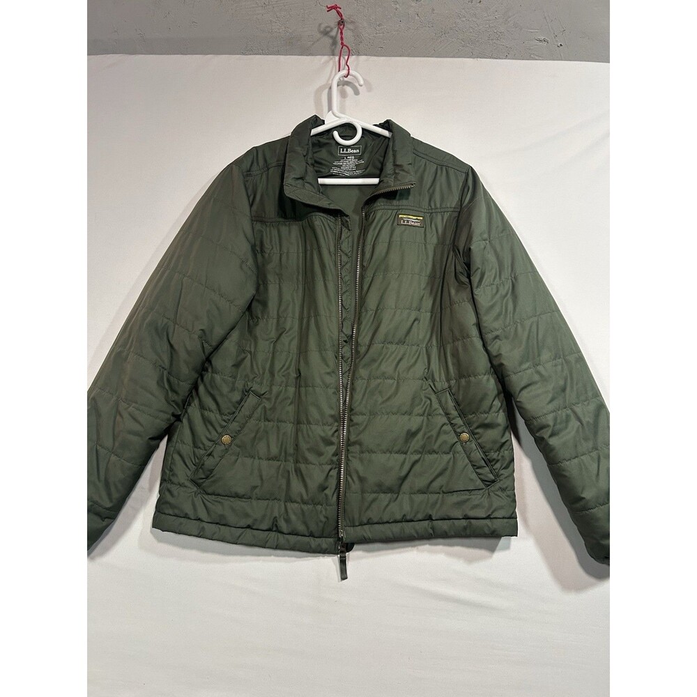 L.L. Bean Men’s Quilted Jacket Size L Large Regular Olive Green Broken Zipper